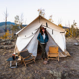 alpha wall tent 8x10 front view ready for camping