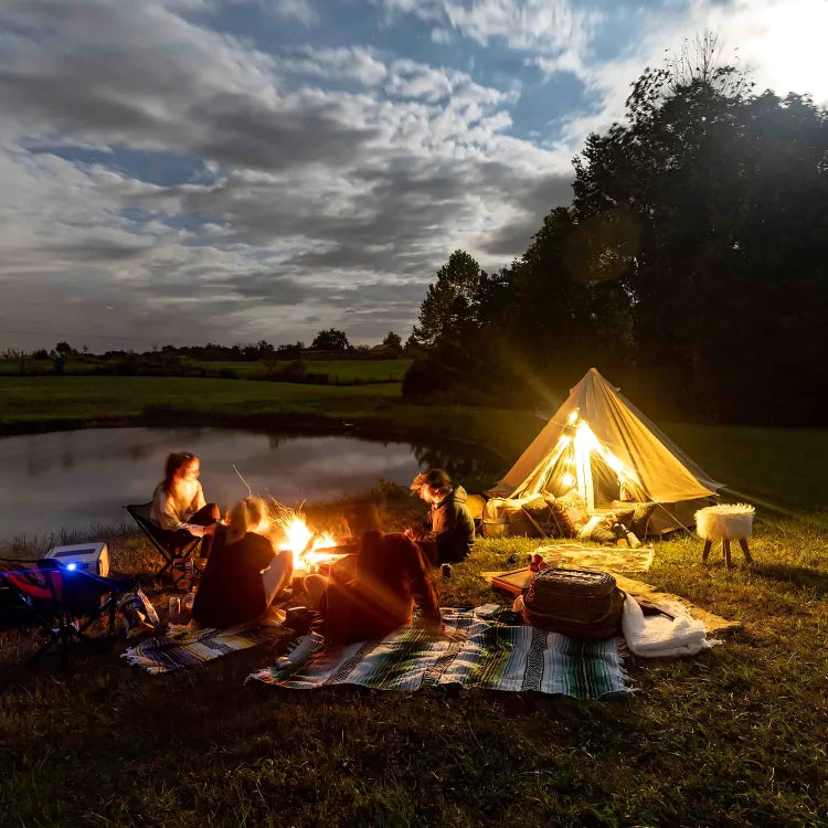 cozy campfire night around the mini regatta bell tent