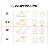 Bell tent size comparisons infographics