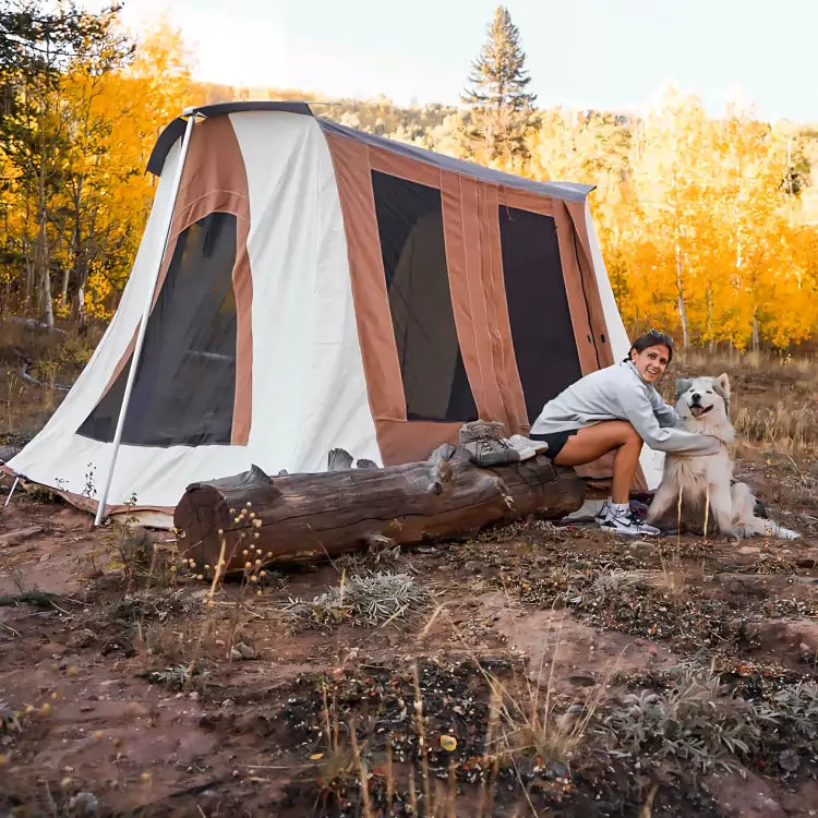 cabin tent - solo camping trip with huskey 