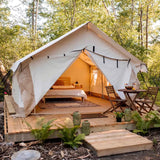 luxury glamping setup with alpha wall tent