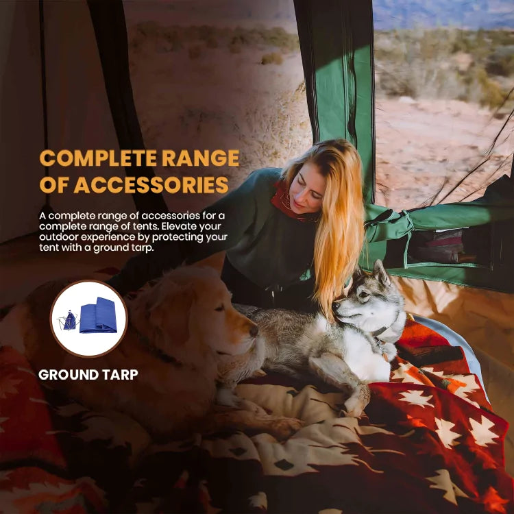 cabin tent protected by ground tarp