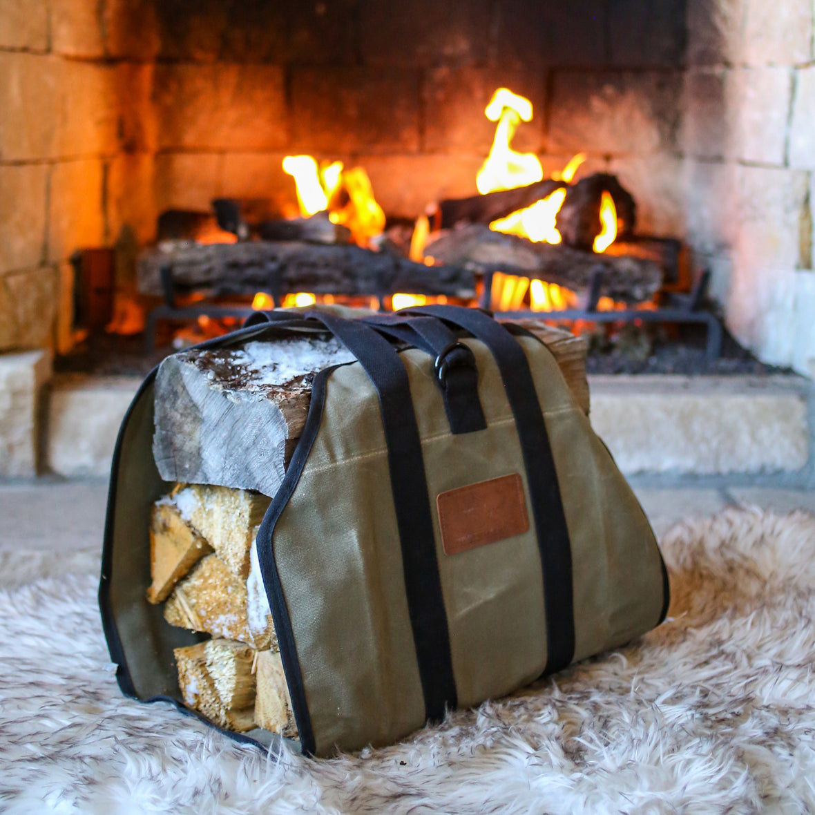 Porte-bûches de bois de chauffage en toile en forme de diamant 