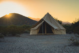 Bell tent awning opened up outdoors in front of regatta bell tent